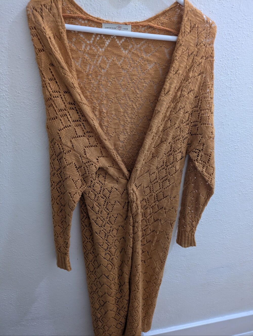 Lightweight Open-Knit Pumpkin Cardigan Sweater